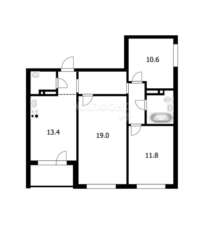 
   Продам 3-комнатную, 69.7 м², Игарская ул, 7

. Фото 13.