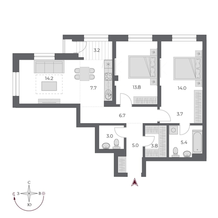 
  Продается 3-комн. квартира, 80.5 м², ЖК ОСКАР, дом 2
. Фото 1.
