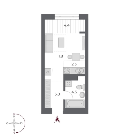 
  Продается студия, 26.8 м², ЖК ОСКАР, дом 2
. Фото 3.