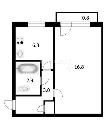 
   Продам 1-комнатную, 30.1 м², ЖКО Аэропорта ул, 17

. Фото 9.