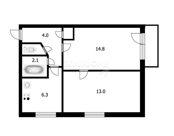 
   Продам 2-комнатную, 42.4 м², Строительная ул, 3

. Фото 17.