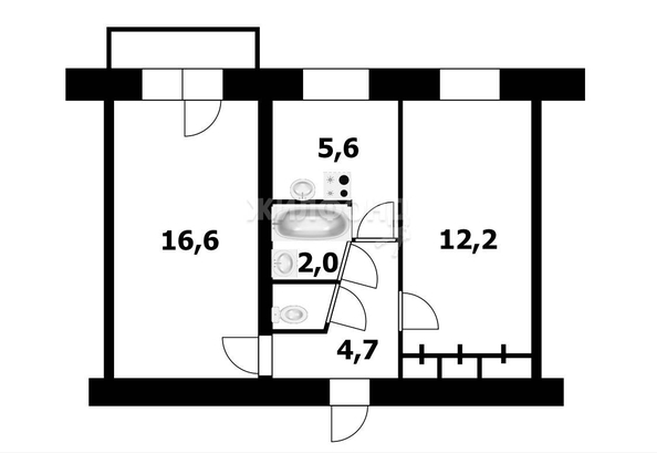 
   Продам 2-комнатную, 43.5 м², ЖКО Аэропорта ул, 18

. Фото 8.