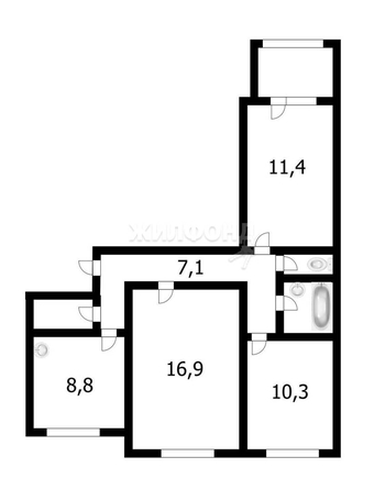 
   Продам 3-комнатную, 63.4 м², Краснообск, 6

. Фото 19.