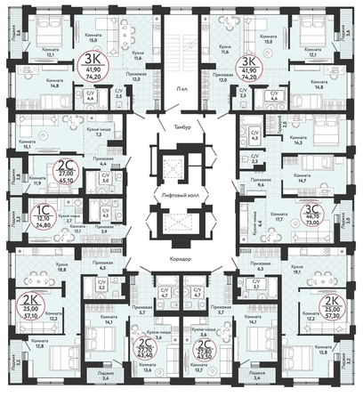 
   Продам 3-комнатную, 74.2 м², Одоевский, дом 3

. Фото 1.