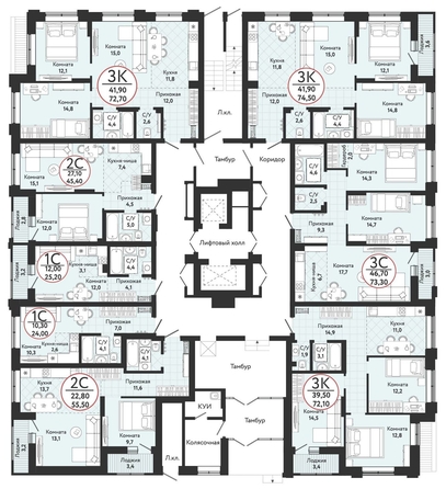 
   Продам 3-комнатную, 73.3 м², Одоевский, дом 3

. Фото 1.