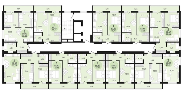 
   Продам 2-комнатную, 68.89 м², Новый парк, дом 3

. Фото 1.