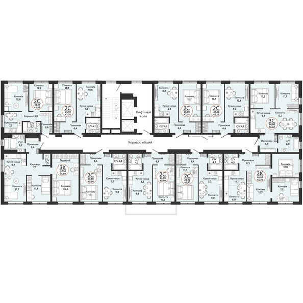 
   Продам 3-комнатную, 74.6 м², Одоевский, дом 1

. Фото 1.