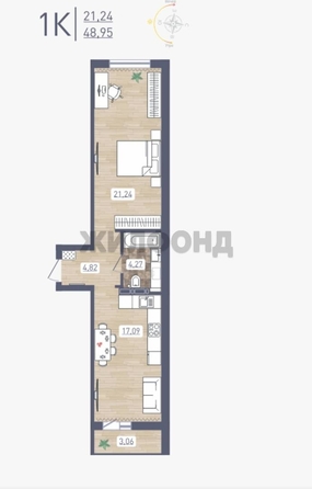 
  Продается 1-комн. квартира, 48 м², ЖК Радуга Сибири, дом 4
. Фото 1.
