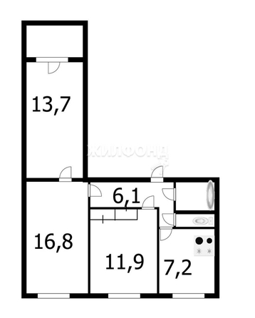 
   Продам 3-комнатную, 60.4 м², Ударная ул, 29

. Фото 14.