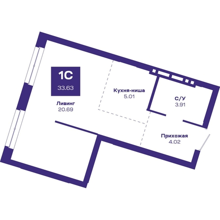 
  Продается 1-комн. квартира, 33.63 м², ЖК Базилик, дом 2
. Фото 3.