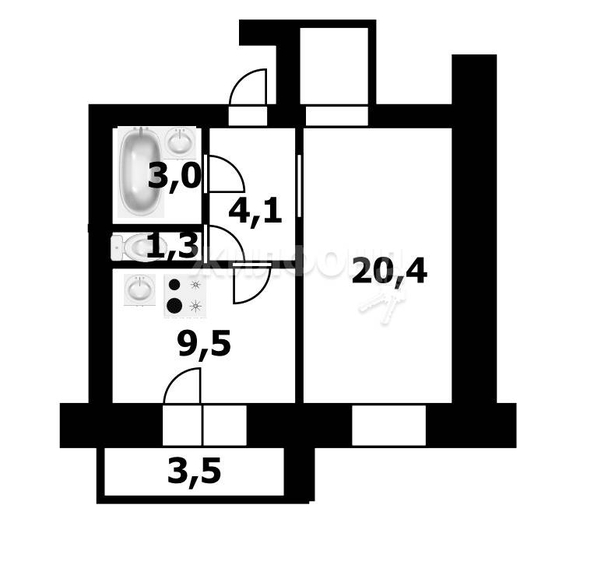 
   Продам 1-комнатную, 38.3 м², Октябрьская ул, 37

. Фото 13.