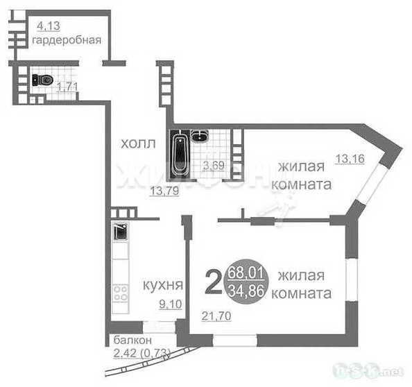 
   Продам 2-комнатную, 67 м², Закаменский мкр, 11

. Фото 5.