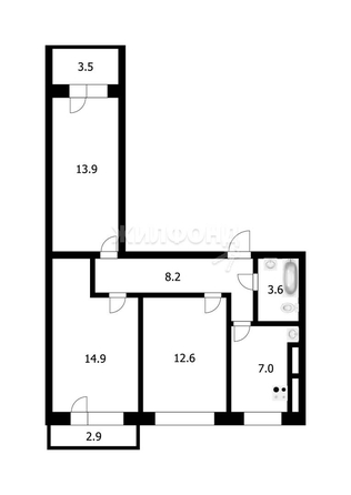 
   Продам 3-комнатную, 60.5 м², Бориса Богаткова ул, 183

. Фото 20.