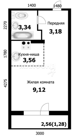 
   Продам студию, 19.3 м², Твардовского ул, 22/3

. Фото 1.