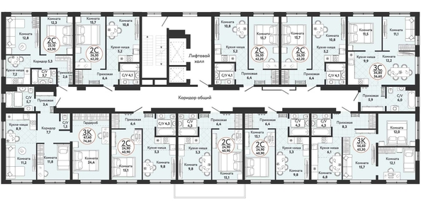 
   Продам 2-комнатную, 42.2 м², Одоевский, дом 1

. Фото 1.