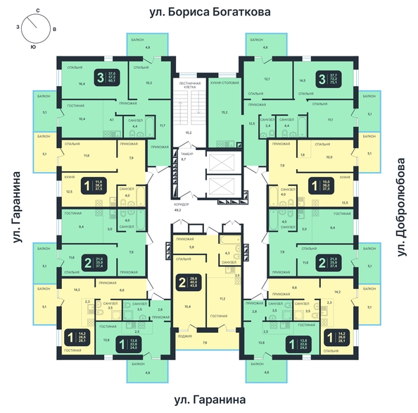 
   Продам 2-комнатную, 43.8 м², Никольский парк, дом 4

. Фото 1.