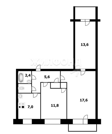 
   Продам 3-комнатную, 60.1 м², Бориса Богаткова ул, 177

. Фото 1.