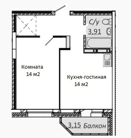 
   Продам 1-комнатную, 40 м², Добролюбова ул, 16/1

. Фото 12.