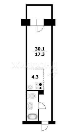 
   Продам студию, 30 м², Фадеева ул, 66/7

. Фото 13.