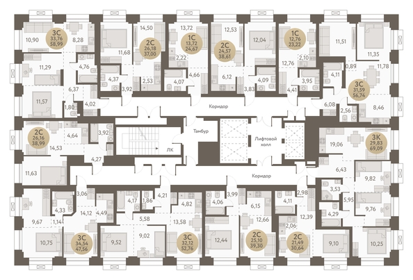 
   Продам 3-комнатную, 58.99 м², Urban-peaks (Городские вершины)

. Фото 1.