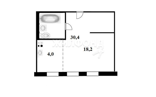 
   Продам студию, 30.4 м², Горский мкр, 12

. Фото 1.