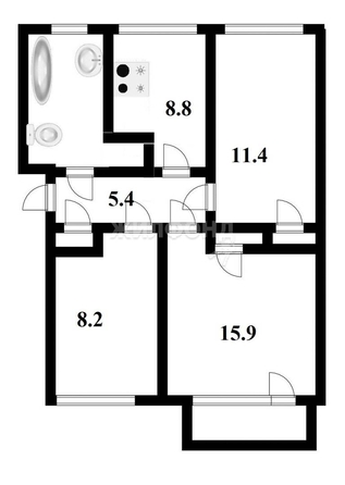 
   Продам 3-комнатную, 55.4 м², Ольги Жилиной ул, 108

. Фото 4.