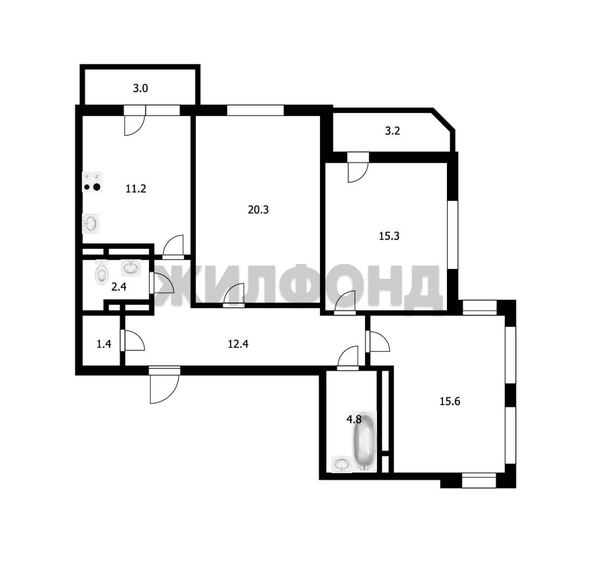 
   Продам 3-комнатную, 83.4 м², Героев Революции ул, 25

. Фото 14.