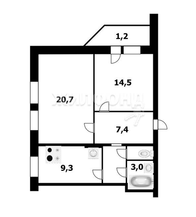 
   Продам 2-комнатную, 61 м², Обогатительная ул, 4

. Фото 1.