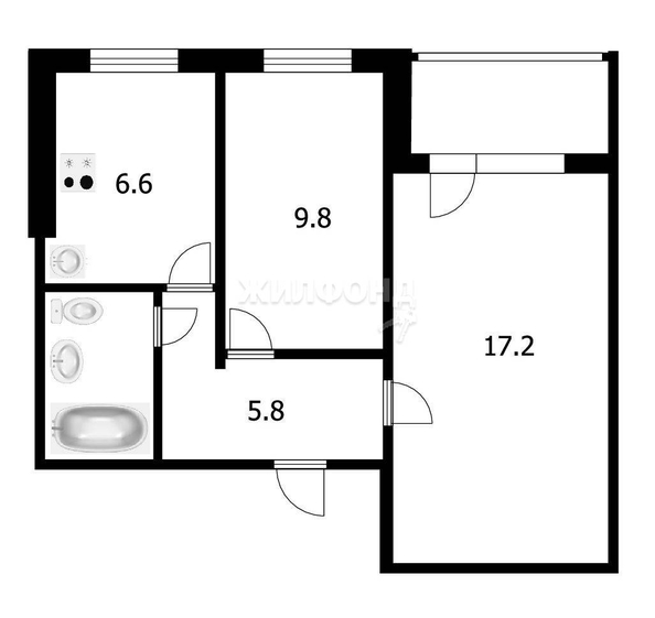 
   Продам 2-комнатную, 42.9 м², Зорге ул, 261

. Фото 9.