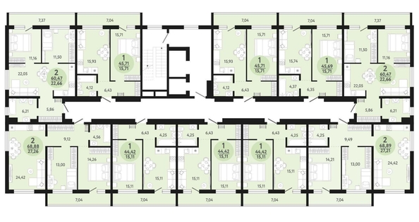 
   Продам 1-комнатную, 45.69 м², Новый парк, дом 3

. Фото 1.