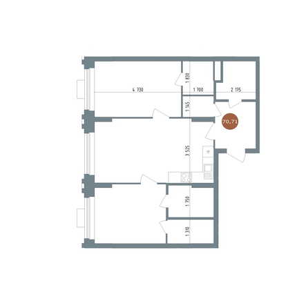 
   Продам 3-комнатную, 70.71 м², 19/56 Кварталы Телецентра, сек 5

. Фото 1.