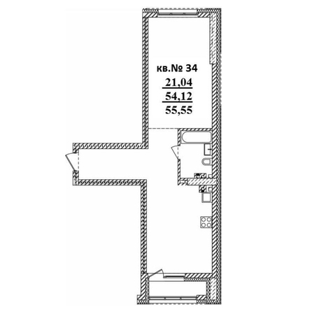 
   Продам 2-комнатную, 55.55 м²,  Римский квартал, 2 очередь

. Фото 1.