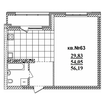 
   Продам студию, 56.55 м²,  Римский квартал, 2 очередь

. Фото 1.