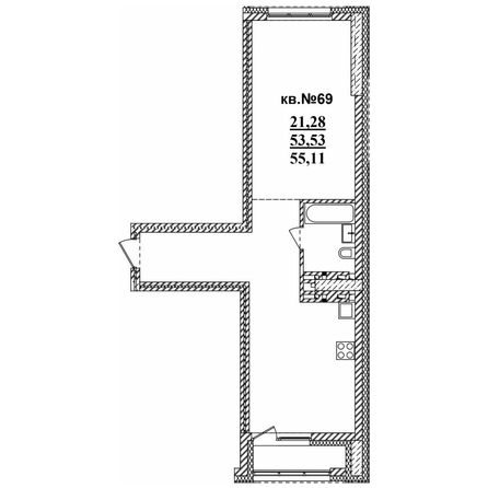 
   Продам 2-комнатную, 55.08 м²,  Римский квартал, 2 очередь

. Фото 1.