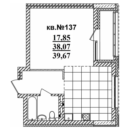 
   Продам студию, 39.64 м²,  Римский квартал, 2 очередь

. Фото 1.