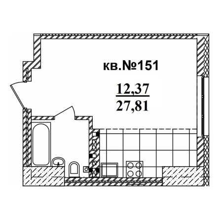 
   Продам студию, 43.11 м²,  Римский квартал, 2 очередь

. Фото 1.