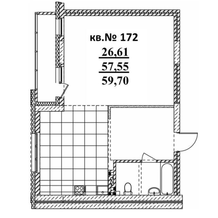 
   Продам 2-комнатную, 59.7 м²,  Римский квартал, 2 очередь

. Фото 1.