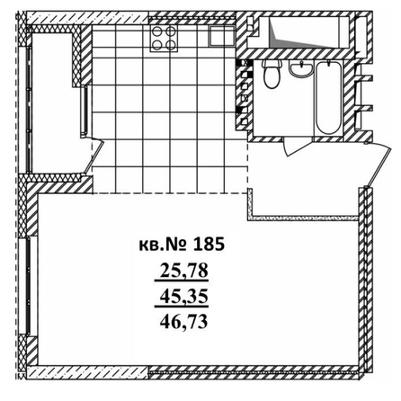 
   Продам студию, 46.73 м²,  Римский квартал, 2 очередь

. Фото 1.