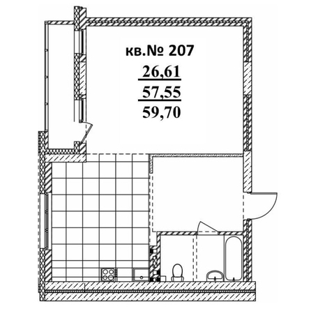 
   Продам 2-комнатную, 59.7 м²,  Римский квартал, 2 очередь

. Фото 1.