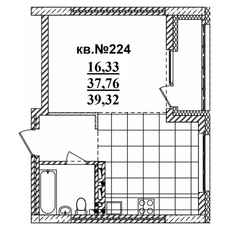 
   Продам студию, 39.71 м²,  Римский квартал, 2 очередь

. Фото 1.