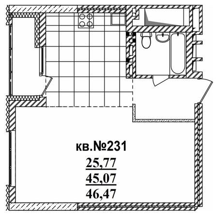 
   Продам студию, 46.65 м²,  Римский квартал, 2 очередь

. Фото 1.