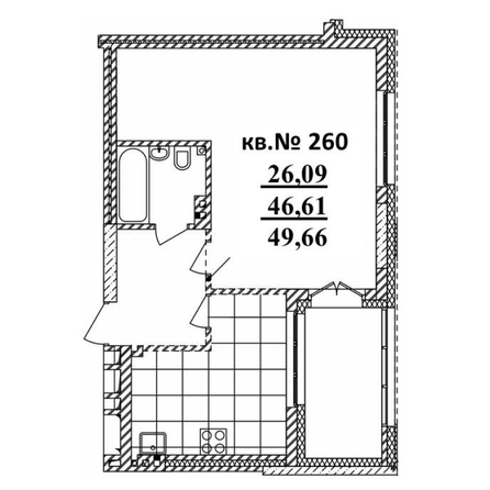 
   Продам студию, 49.66 м²,  Римский квартал, 2 очередь

. Фото 1.