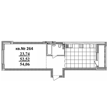 
   Продам 2-комнатную, 54.06 м²,  Римский квартал, 2 очередь

. Фото 1.