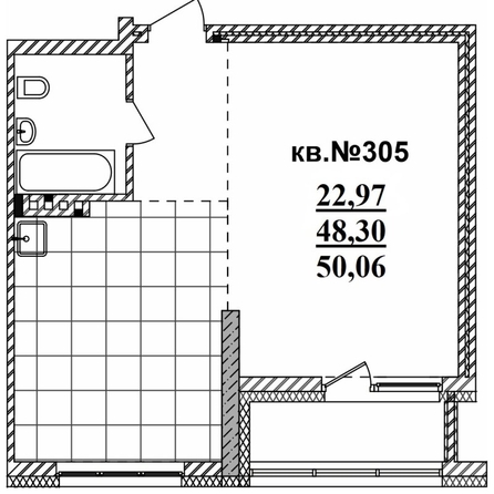 
   Продам студию, 50.06 м²,  Римский квартал, 2 очередь

. Фото 1.