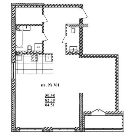 
   Продам 3-комнатную, 84.51 м²,  Римский квартал, 2 очередь

. Фото 1.