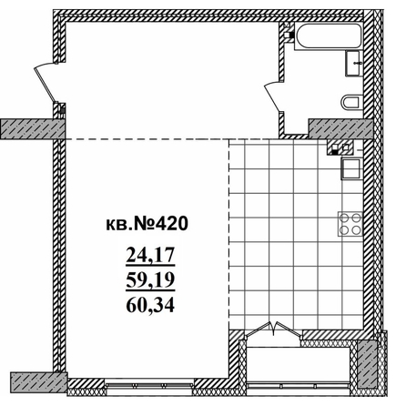 
   Продам студию, 60.34 м²,  Римский квартал, 2 очередь

. Фото 1.