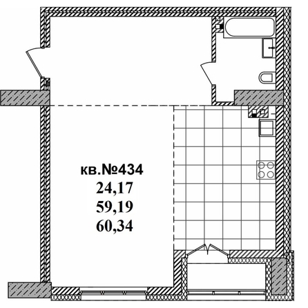 
   Продам студию, 60.34 м²,  Римский квартал, 2 очередь

. Фото 1.