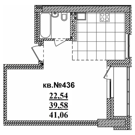 
   Продам студию, 41.06 м²,  Римский квартал, 2 очередь

. Фото 1.