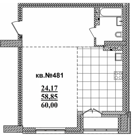 
   Продам студию, 60 м²,  Римский квартал, 2 очередь

. Фото 1.