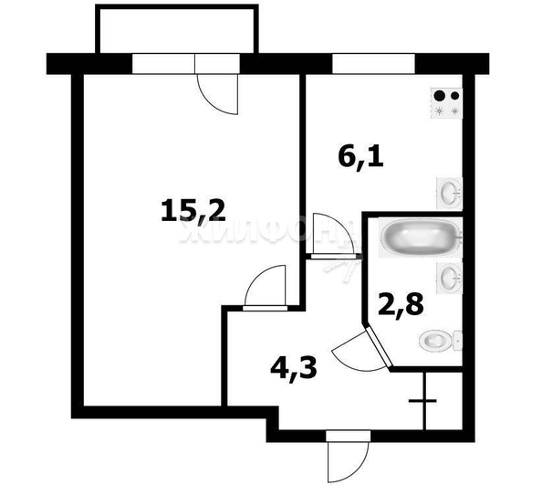 
   Продам 1-комнатную, 28.6 м², Олеко Дундича ул, 21/3

. Фото 14.